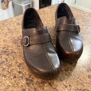 Dansko Dark Brown Leather clogs with Buckle